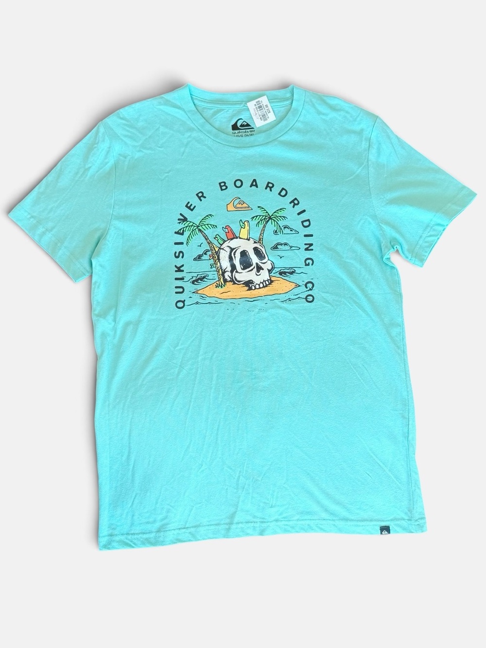 Quiksilver Teal Skull Island Graphic Short Sleeve Tee Size L 14-16